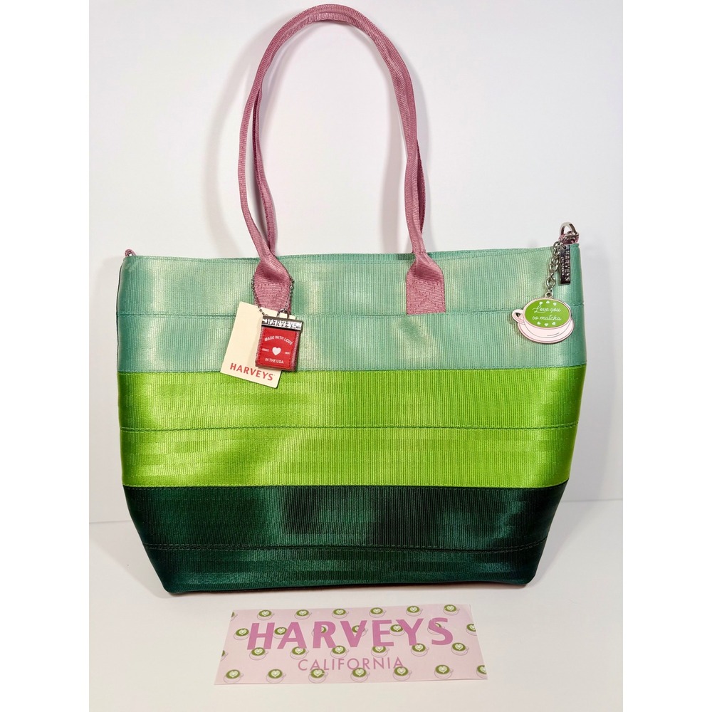 NWT Harveys Seatbelt Bag Love Me So Matcha Medium Streamline Tote MST Green Pink - Picture 2 of 13